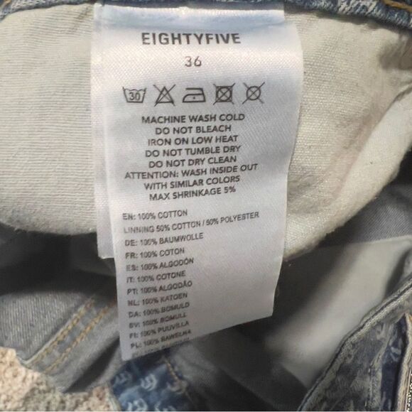 EIGHTYFIVE Mens Dividing Seams Blue Monogram Loose Jeans Streetwear Size 36 - Picture 13 of 13